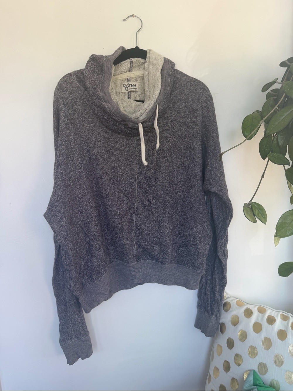Aritzia Heathered Charcoal Cowl Neck Pullover
